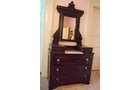 2-piece Eastlake bedroom suite Double Mahogany headboard and footboard with mattress. Dresser with Mirror. 5 drawers with marble inset, two glove boxes. - Extraordinary Auction - Nike Spillson Home Interiors & Furnishings