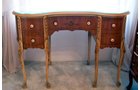 French style kidney shaped ladies vanity. Pine wood. Hand painted motives with porcelain knobs. - Extraordinary Auction - Nike Spillson Home Interiors & Furnishings
