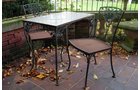 Woodard cast iron patio table 42 in. x 72 in. with 8 chairs. Plexiglas top. Two additional side tables. - Extraordinary Auction - Nike Spillson Home Interiors & Furnishings
