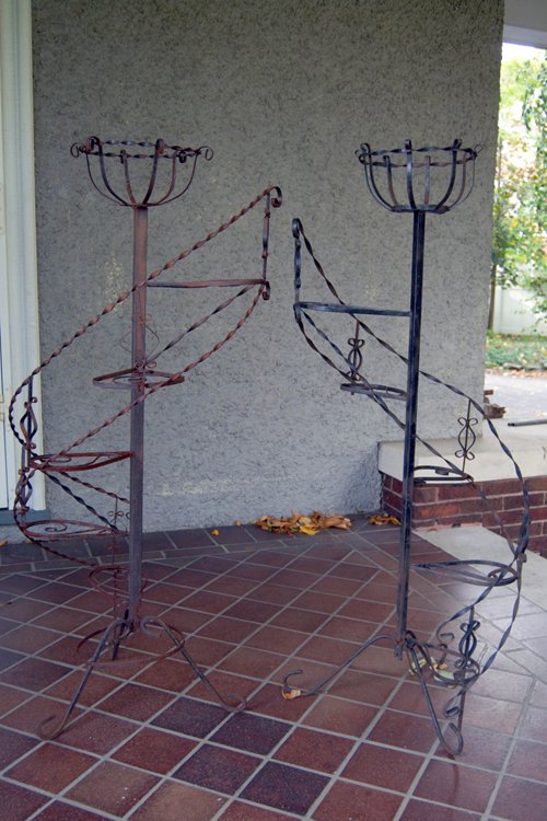 Pair of Serpentine Wrought Iron Plant holders  52 in. x 24 in. diameter - Extraordinary Auction - Nike Spillson Home Interiors & Furnishings