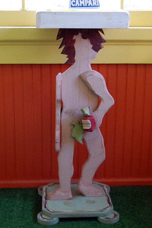 Whimsical Primitive design by Min Lindsey Pedestal stand of Adam. - Extraordinary Auction - Nike Spillson Home Interiors & Furnishings