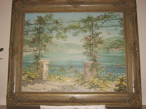 Museum Shop Brush Strokes Collection Certificate of authenticity Artist Approved reproduction painting Artist enhanced limited edition 124 out of 500 Artist Liliana Frasca Title Nonna Tere Landscape 23 in. x 19.25 in. Canvas 31 in. x 28 in. Frame - Extraordinary Auction - Nike Spillson Home Interiors & Furnishings