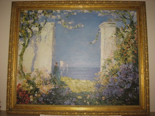 Museum Shop Brush Strokes Collection Certificate of authenticity Artist Approved reproduction painting Artist enhanced limited edition 241 out of 980  Artist Tom Mostyn 1869-1930 Title Magical Morning Landscape Gendre 24 in. x 30 in. Canvas 28.5 in. X 34 in. Frame - Extraordinary Auction - Nike Spillson Home Interiors & Furnishings