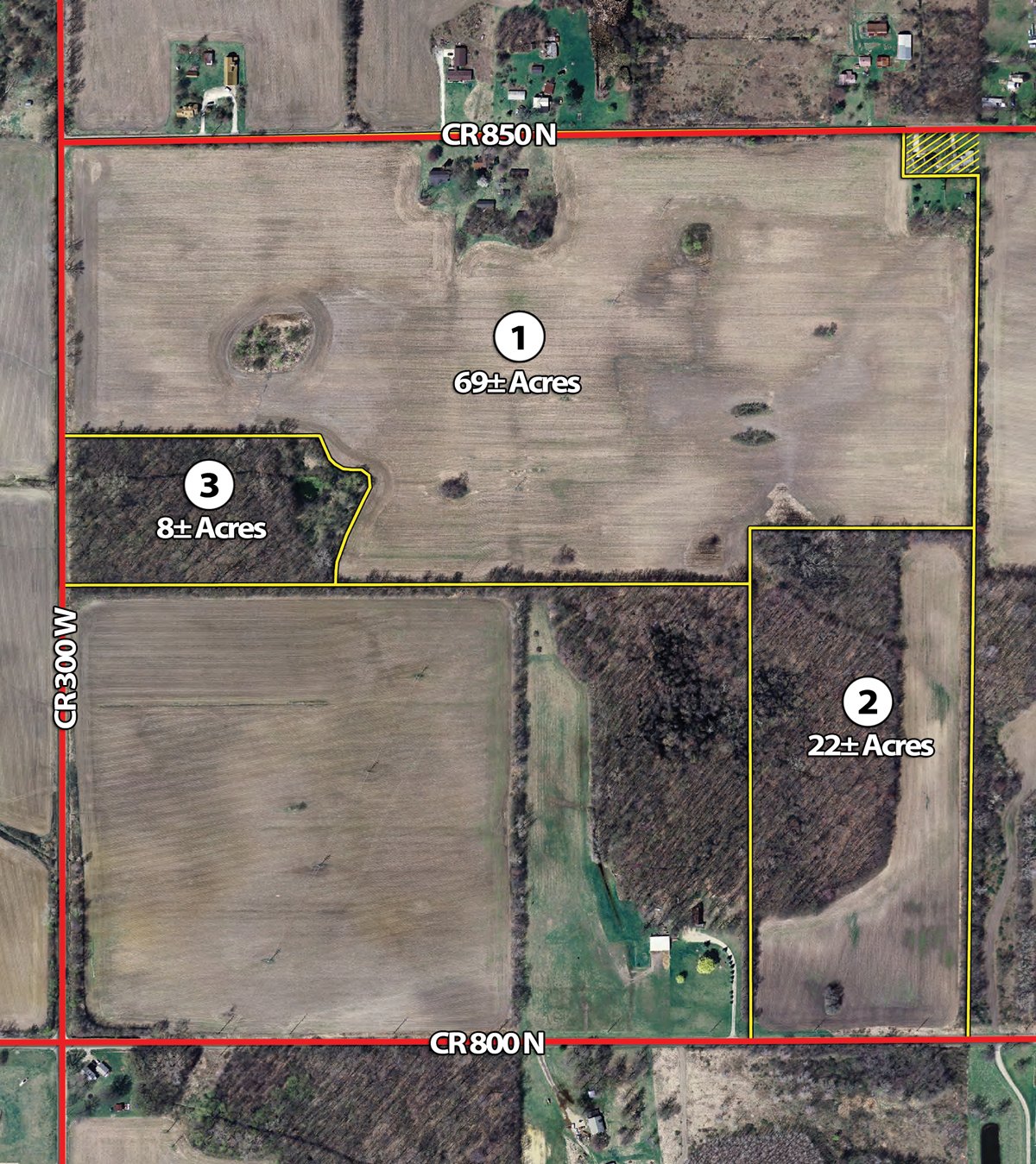 Tract map - 99+/- Acres Offered in 3 Tracts