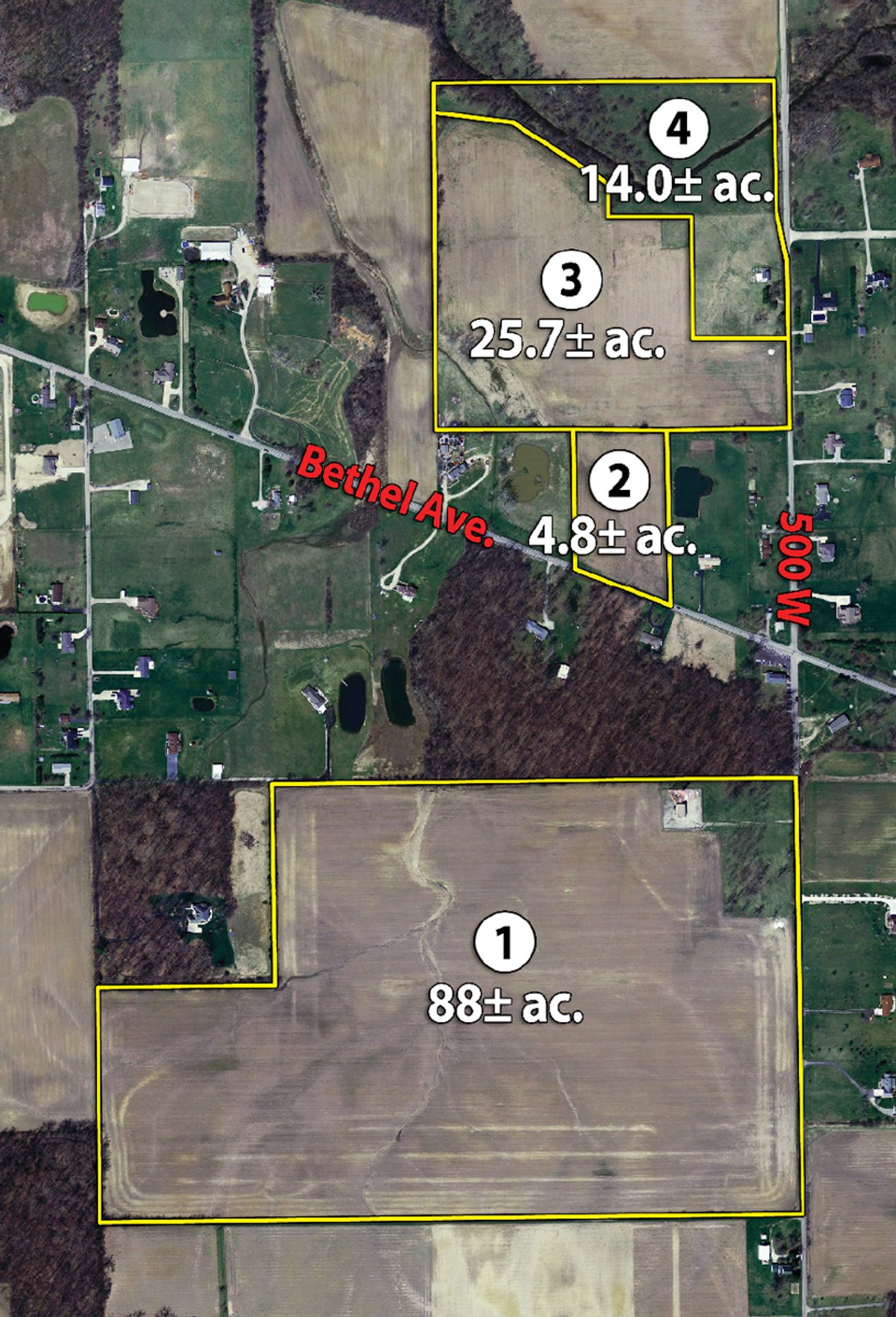 Tract map - 202+/- Acres Offered in 7 Tracts