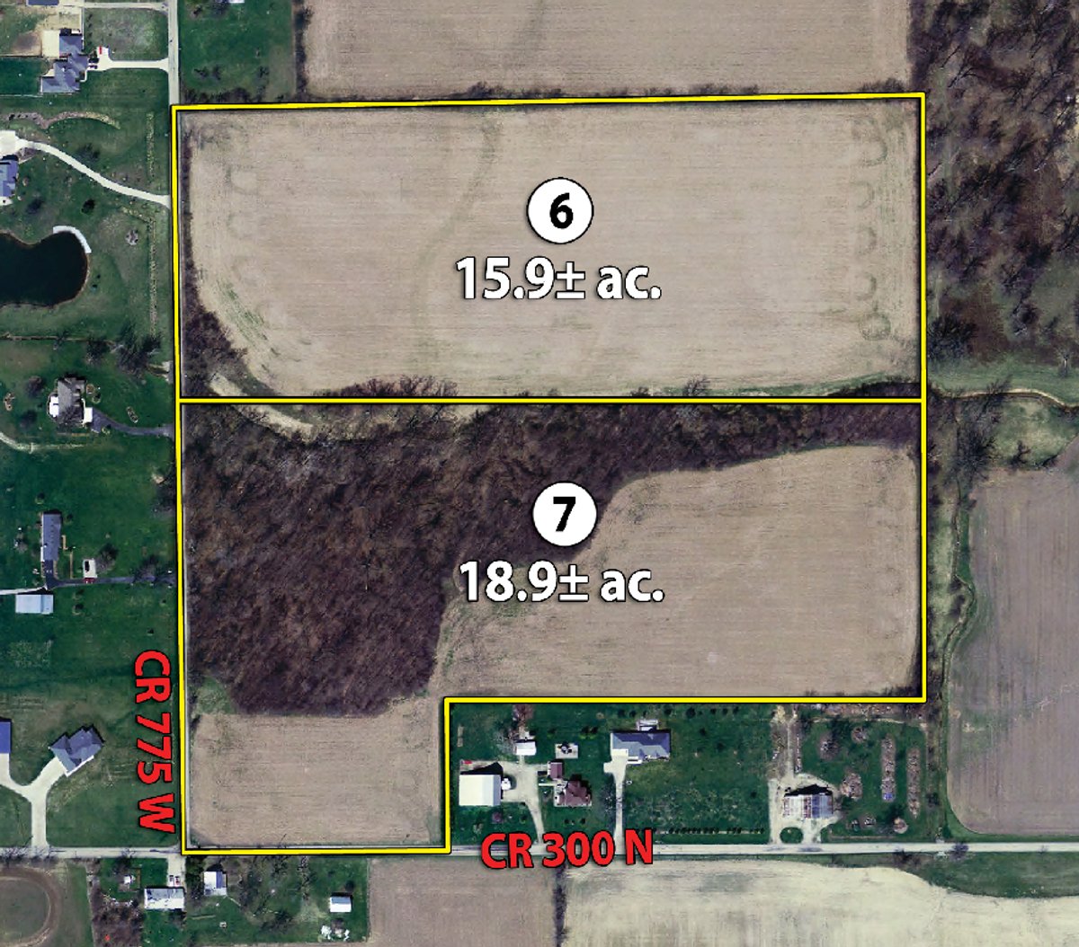 Tract map - 202+/- Acres Offered in 7 Tracts