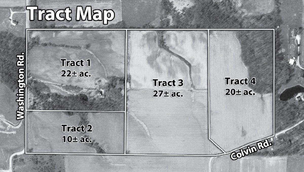 Tract map - 79+/- Acres Offered in 4 Tracts
