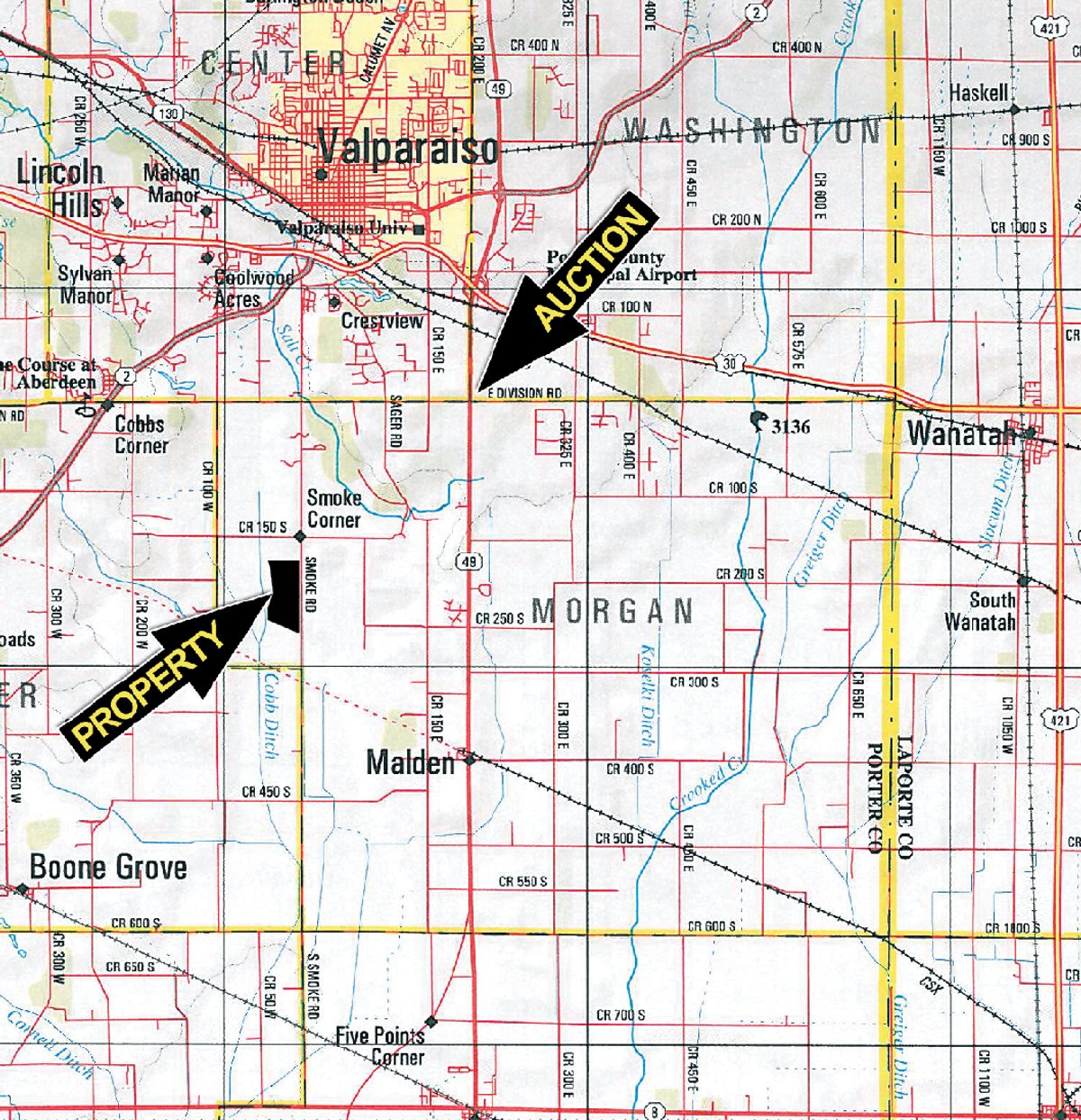 Area map - 312 Acres Offered in 2 Tracts