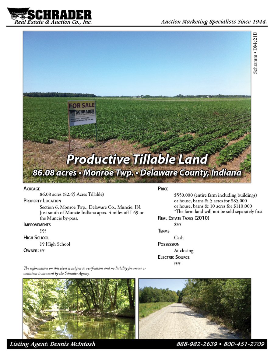 For sale: Productive Tillable Land - Muncie, IN