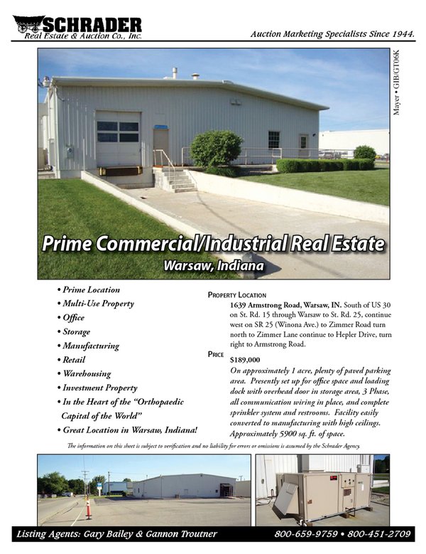 Listing brochure cover - Prime Commercial/Industrial Real Estate