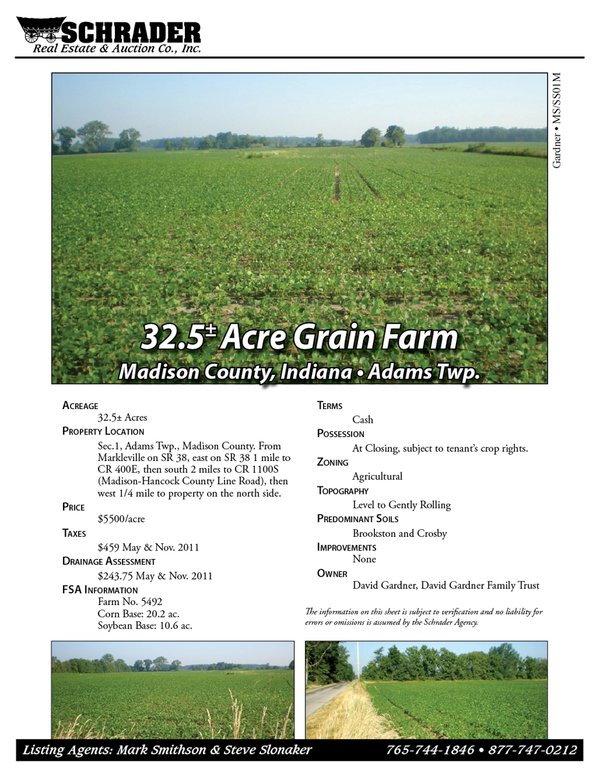 Listing brochure cover - 32.5+/- Acre Grain Farm