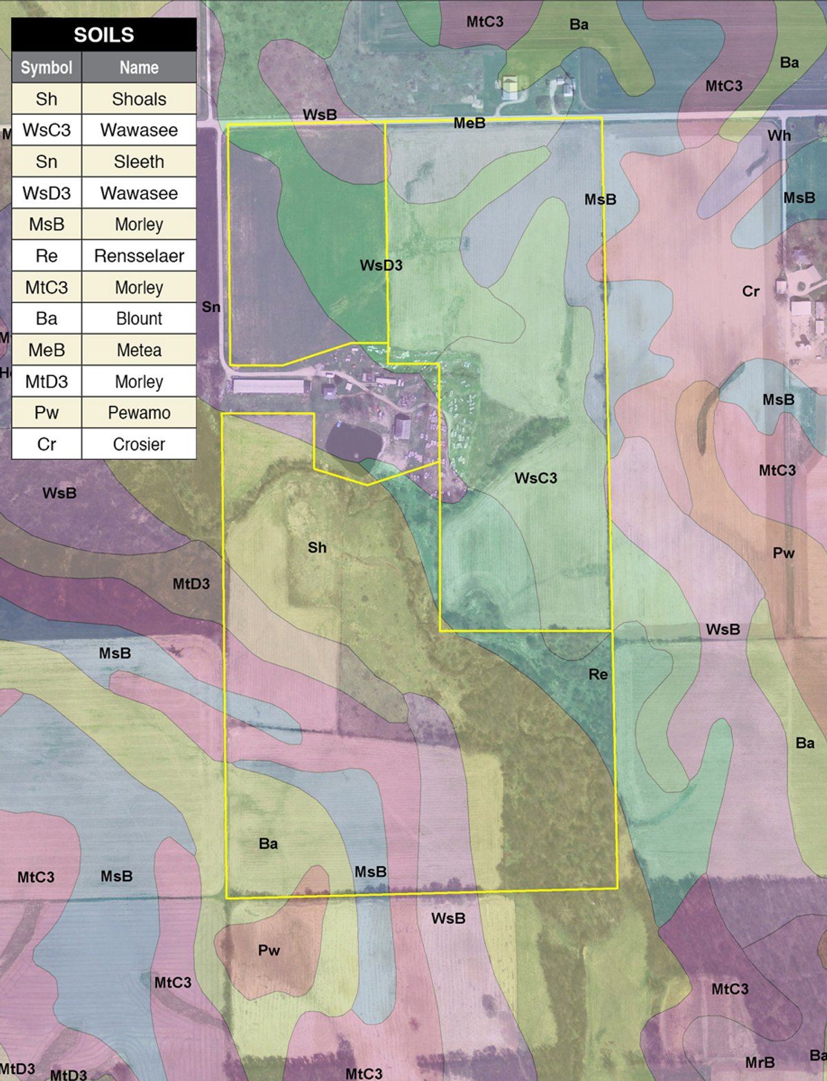 Soil map - 74.45 Acres Offered in 3 Tracts - 55+/- Tillable Acres Per FSA