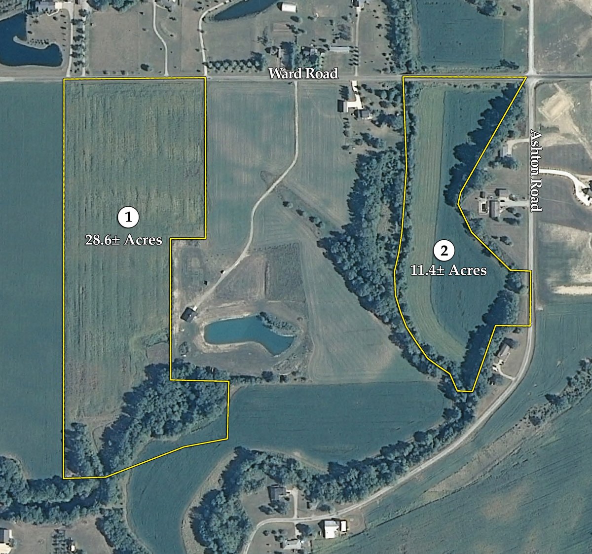 Tract map - East Allen County Land Auction - 40 Acres in 2 Tracts