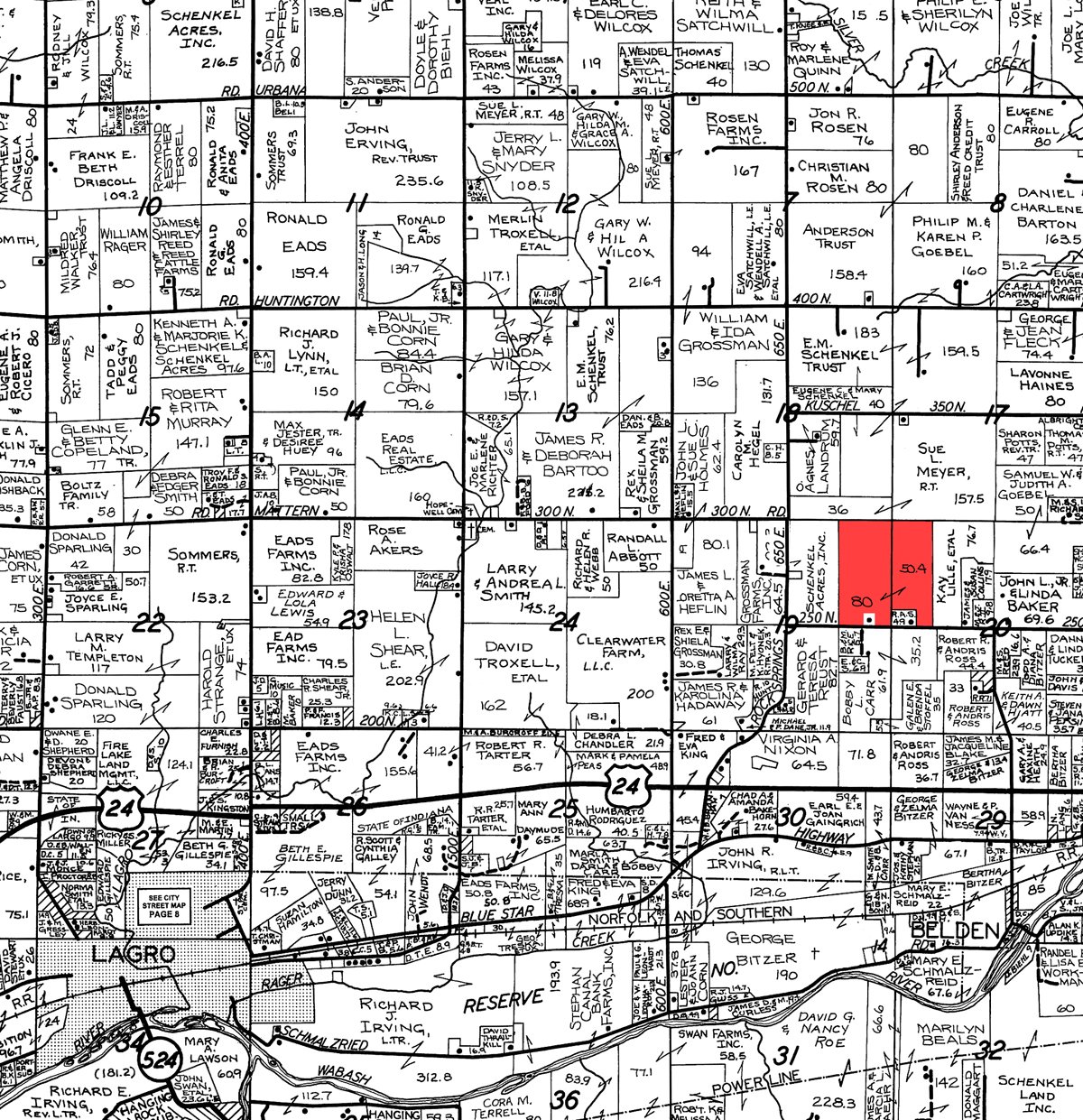Plat map - 128.5+/- Acres Offered in 2 Tracts - Wooded & Tillable Acres
