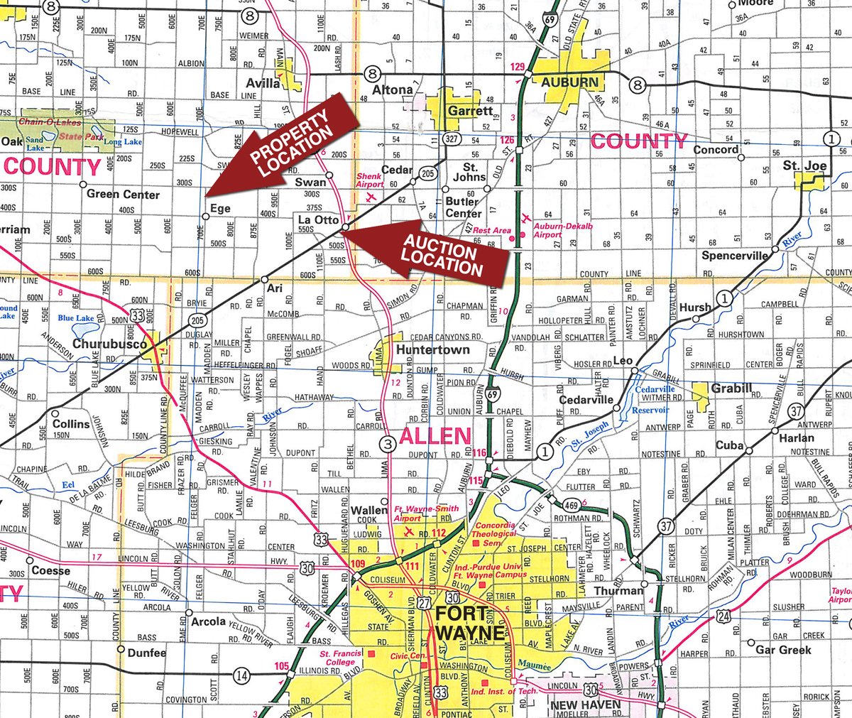 Area map - 98+/- Acres Offered in 6 Tracts or Combinations, Noble County, Indiana Farm