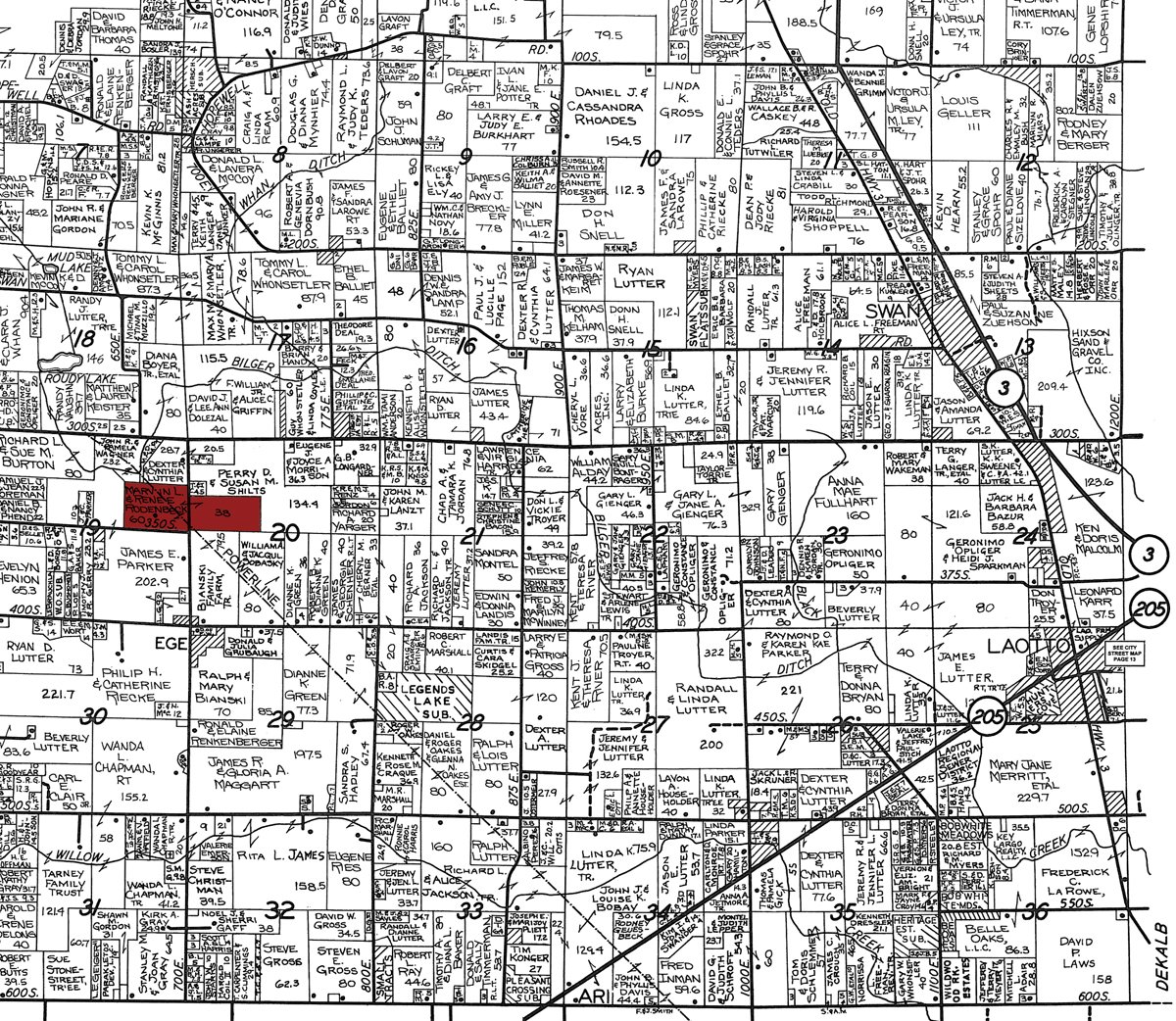 Plat map - 98+/- Acres Offered in 6 Tracts or Combinations, Noble County, Indiana Farm