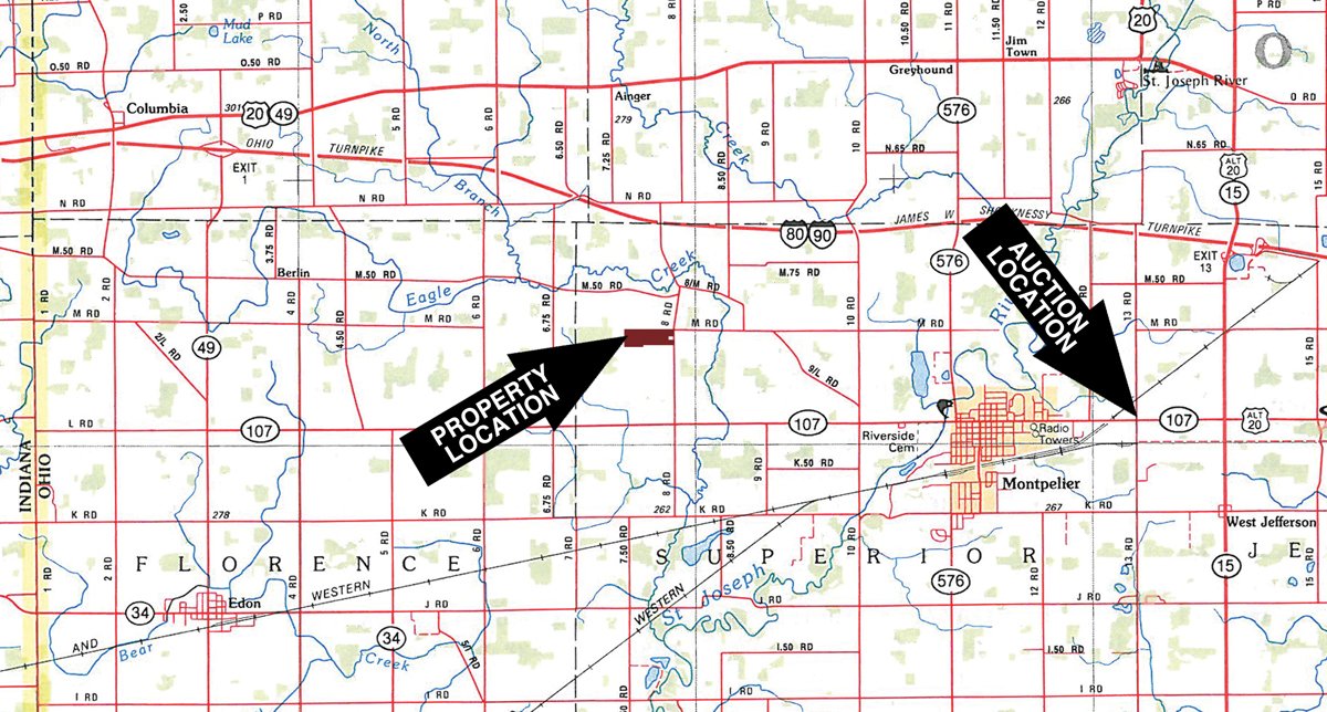 Area map - 144.2+/- Acres Offered in 2 Tracts in Williams Co., Ohio