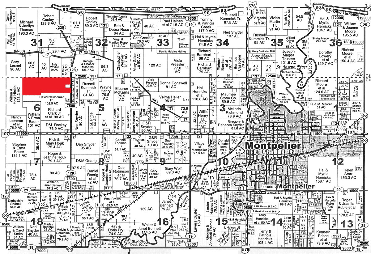 Plat map - 144.2+/- Acres Offered in 2 Tracts in Williams Co., Ohio