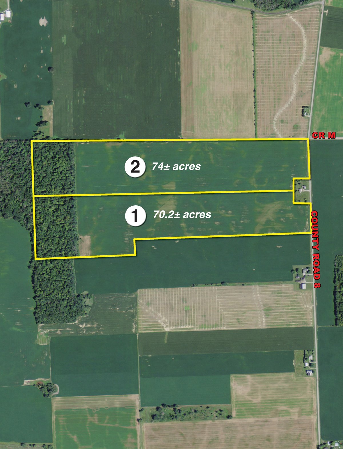 Tract map - 144.2+/- Acres Offered in 2 Tracts in Williams Co., Ohio