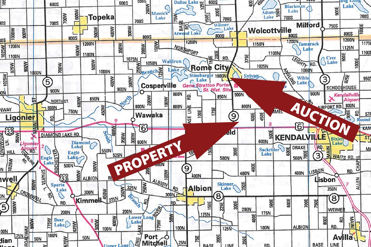 Area map - 70+/- Acres Offered in 1 Tract in Noble County, Indiana