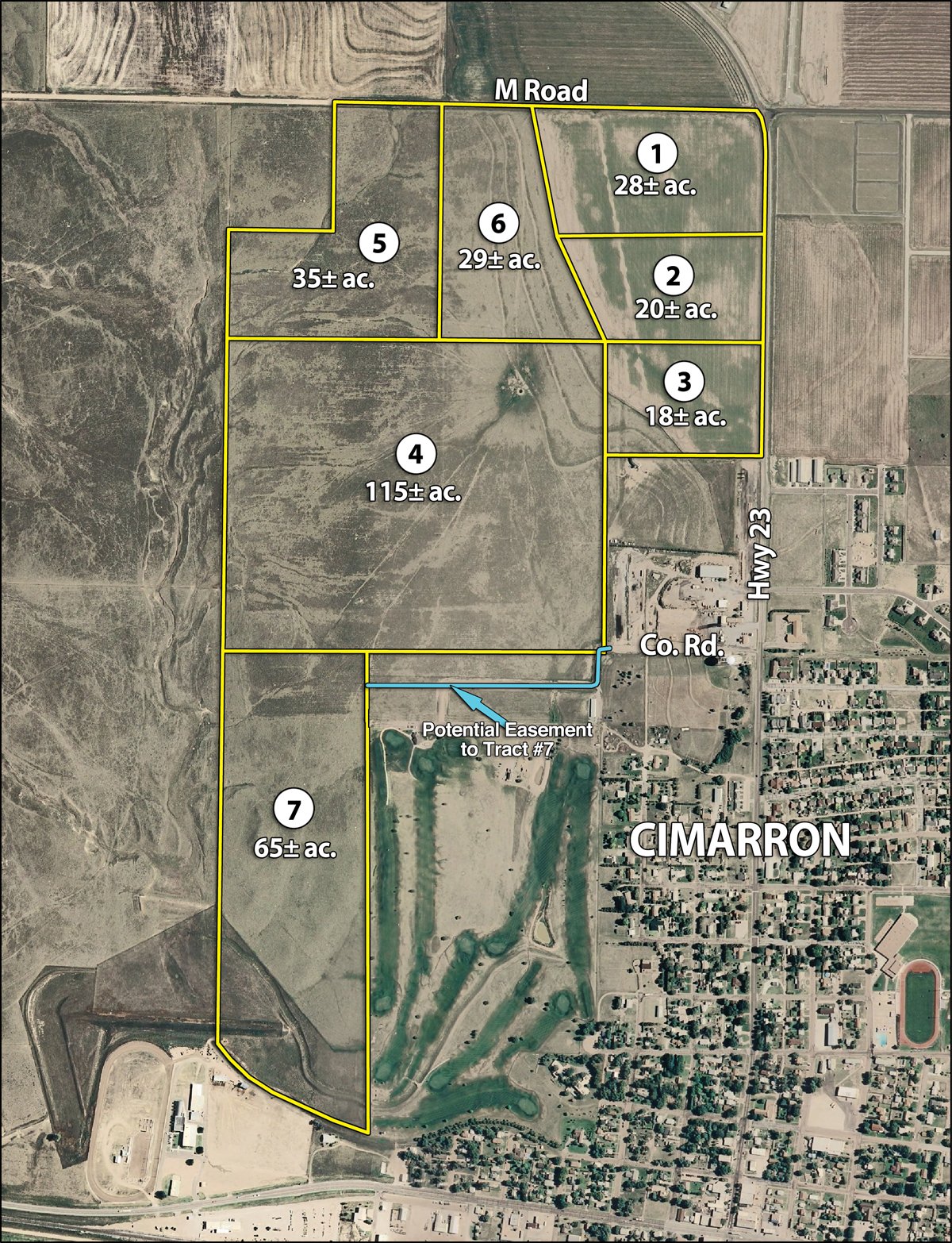 Tract map - Cimarron, Kansas Land Auction - 310 Acres Offered in 7 Tracts