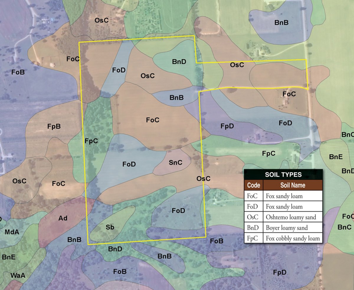 Soil map - Land Auction - 85 acres Offered in 5 Tracts
