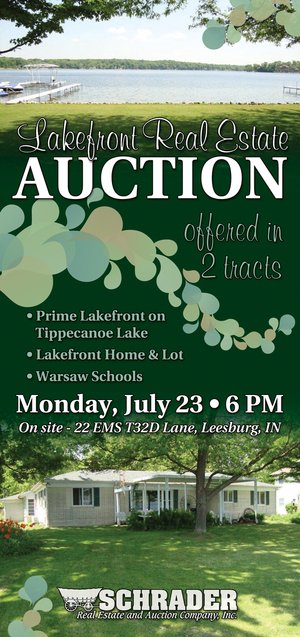 Sold: Lakefront Real Estate Auction Offered in 2 Tracts - Leesburg, IN