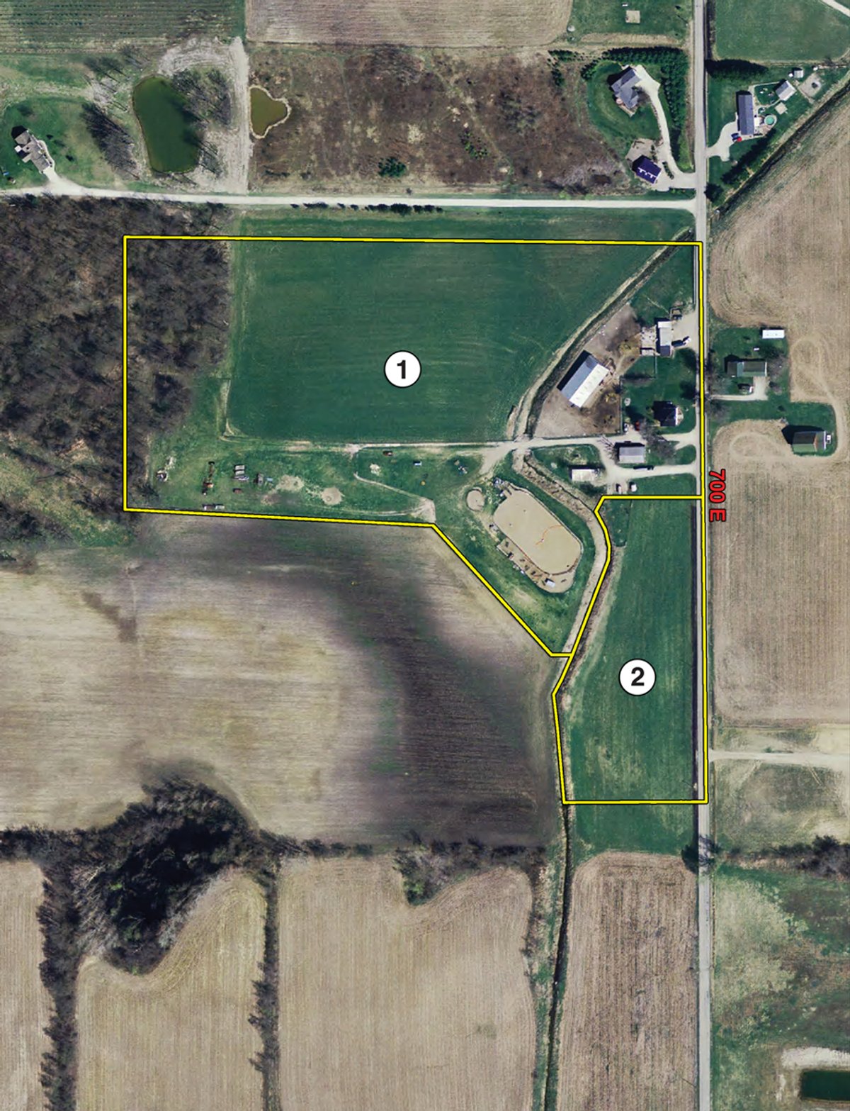 Tract map - 20+/- Acres Offered in 2 Tracts Real Estate Auction and Personal Property Auction
