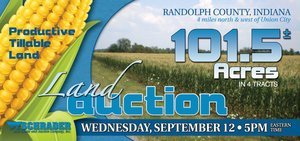 Sold: 101.5+/- Acres in 4 Tracts Land Auction - Randolph County, IN - 4 Miles North & West of Union City