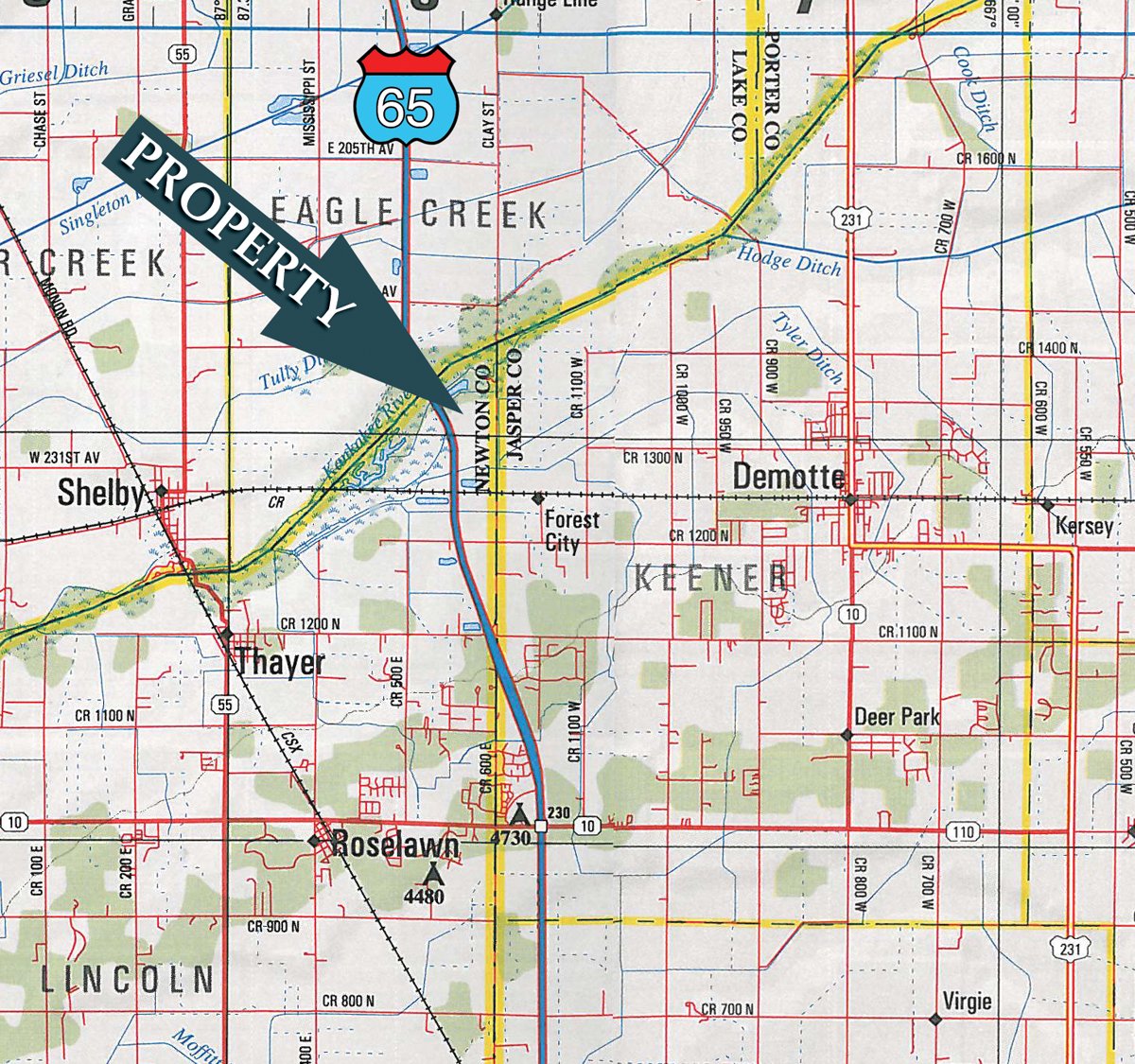 Area map - 219 +/- Acres Offered in 2 Tracts - Land Auction