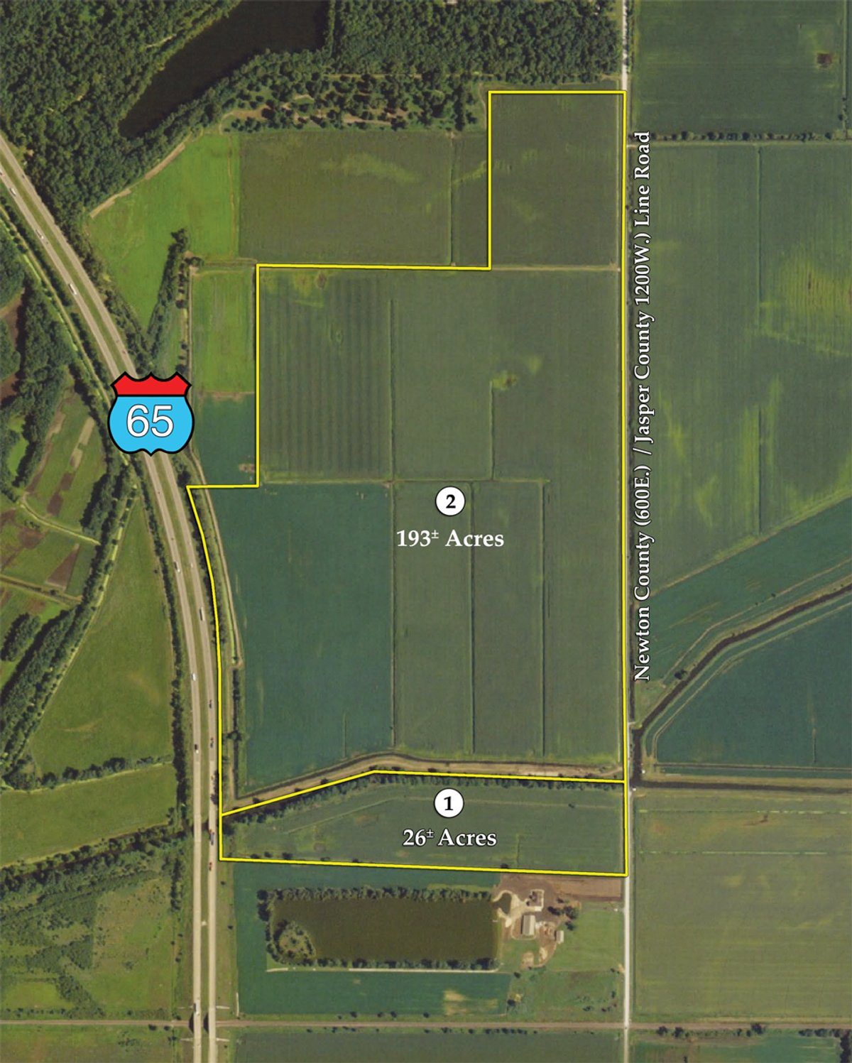 Tract map - 219 +/- Acres Offered in 2 Tracts - Land Auction