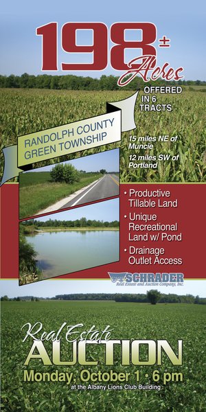 Sold: 198 +/- Acres offered in 6 Tracts - Real Estate Auction - Randolph County, IN - Green Township