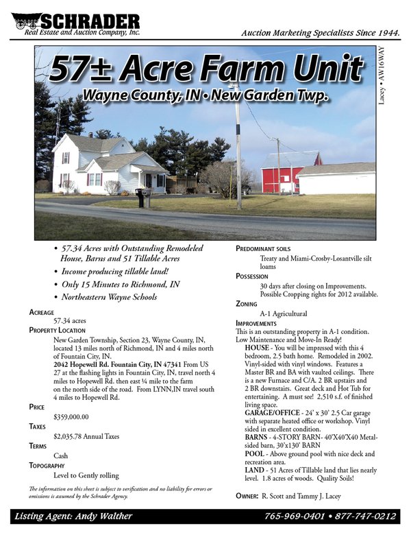 Listing brochure cover - 57+/- Acre Farm Unit