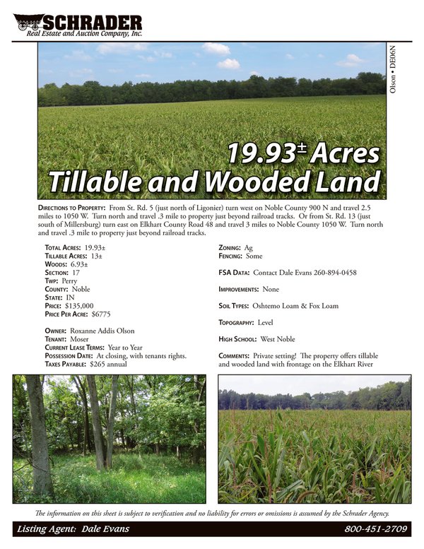 Listing brochure cover - Tillable & Wooded Land
