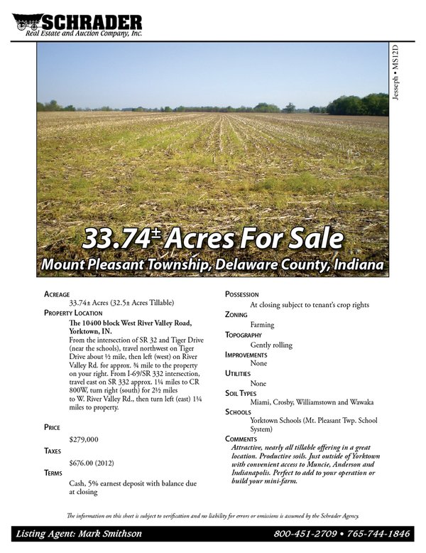 Listing brochure cover - 33.74+/- Acres Gently Rolling Land