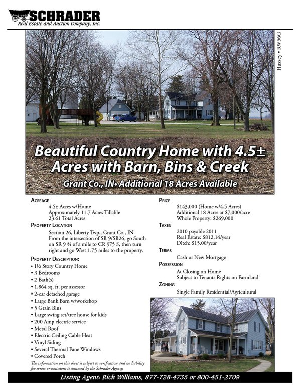 Listing brochure cover - Beautiful Country Home with Acreage