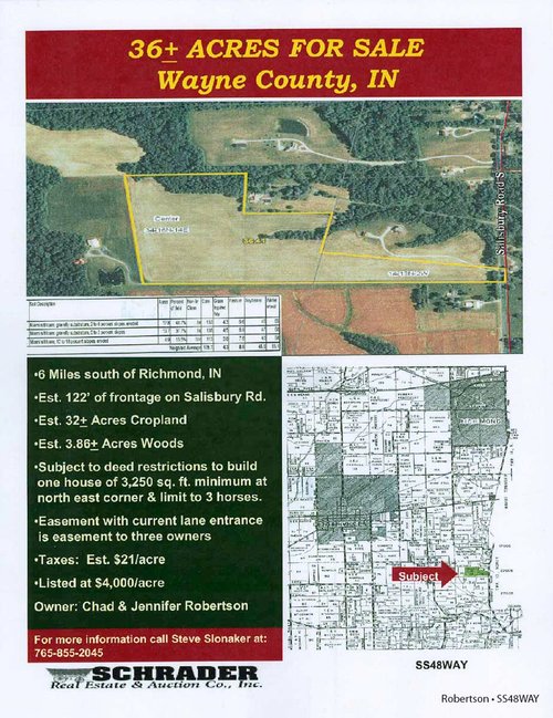 For sale: Cropland & Woods - Richmond, Indiana
