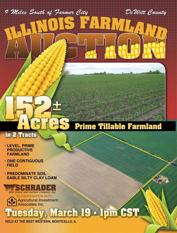 Sold: 152 +/- Acres Offered in 2 Tracts - Prime Tillable Farmland - DeWitt County, IL - Just South of Farmer City