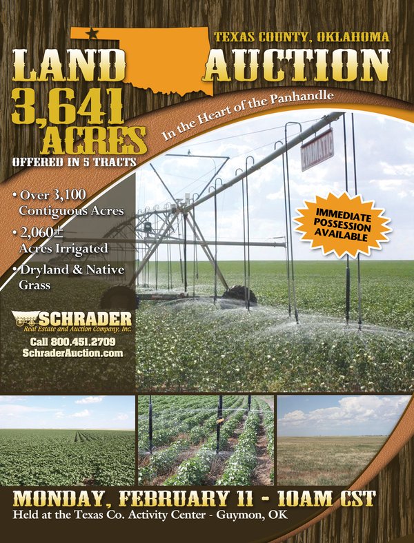 Sold: 3,641 Acre Land Auction Offered in 5 Tracts - 2,060 Acres Irrigated - Guymon, Oklahoma - Texas County
