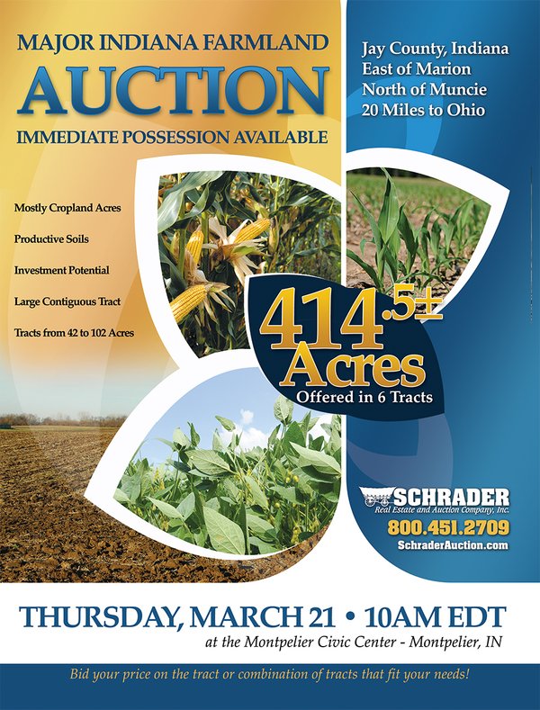Sold: 414.5 +/- Acres Offered in 6 Tracts - Prime Indiana Farmland - Montpelier, IN - Jay County