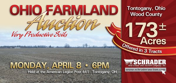 Sold: 173 +/- Acres Offered in 3 Tracts - Ohio Farmland - Tontogany, OH - Wood County