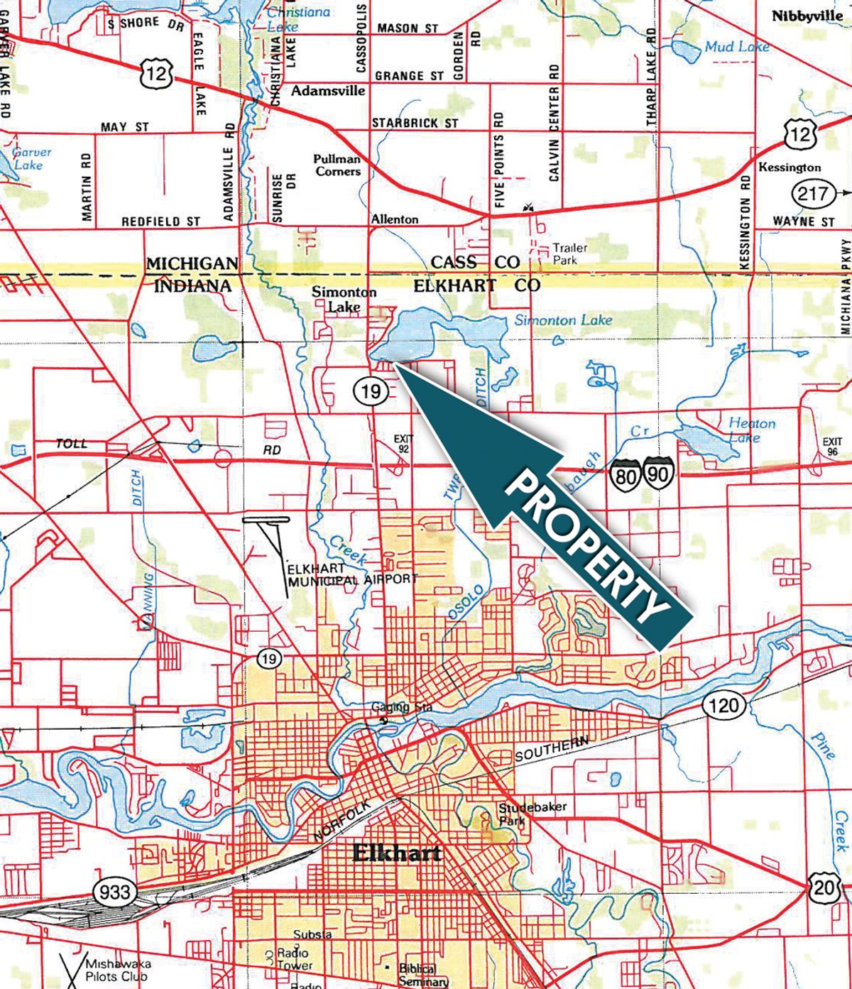 Area map - Lake Property & Personal Property Auction, Elkhart County
