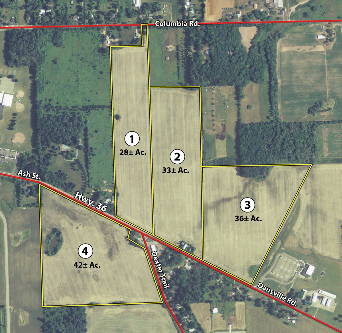 Tract map - AUCTION CANCELLED - 139 +/- Acres Offered in 4 Tracts - Michigan Land