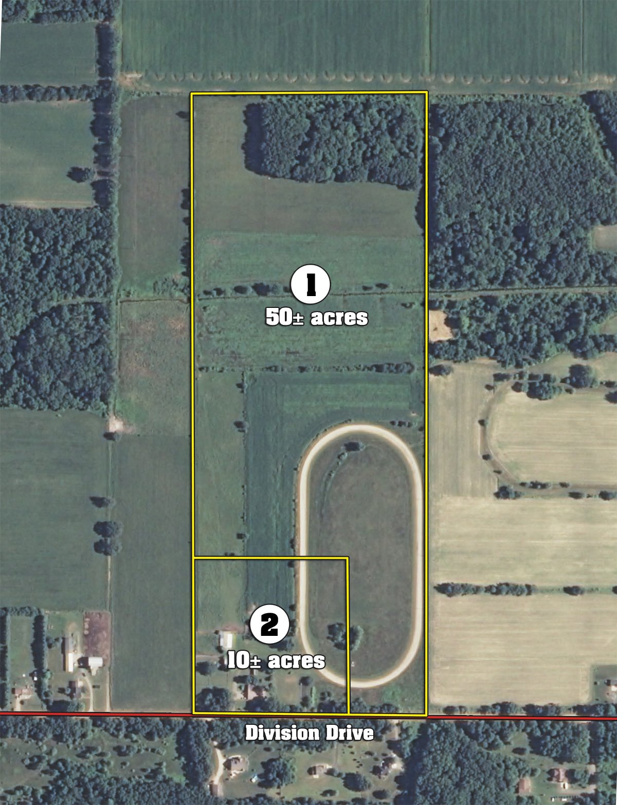 Tract map - 60+/- Acres Offered in 2 Tracts, Real Estate Auction