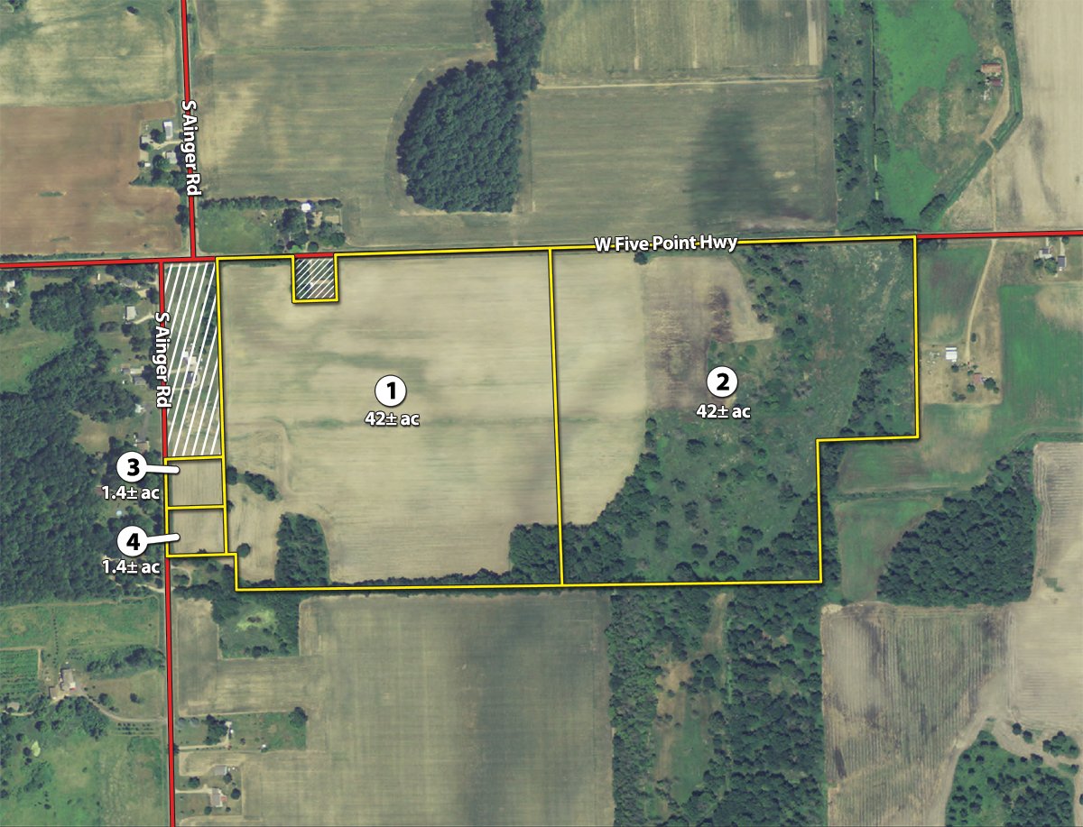 Tract map - 87+/- Acres offered in 4 TractsLAND AUCTION