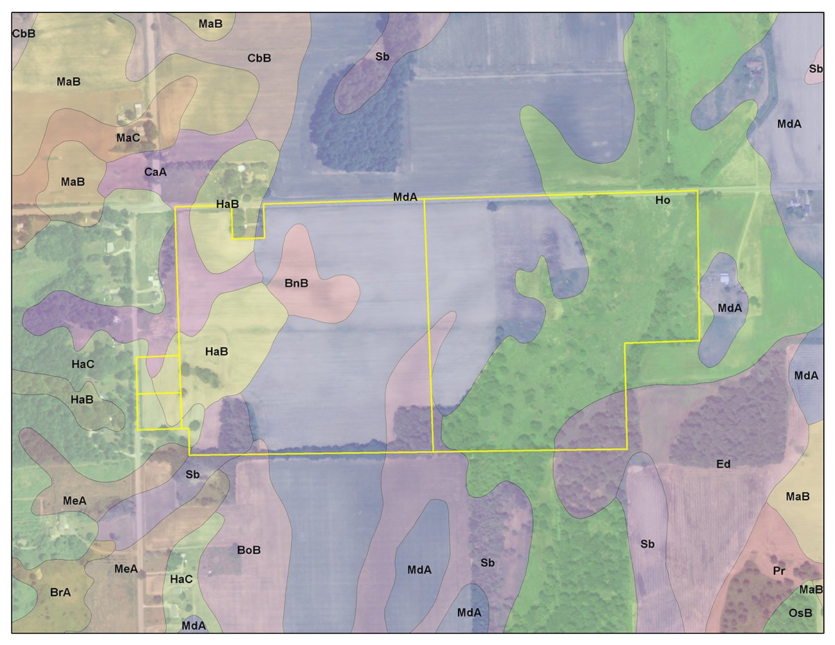 Soil map - 87+/- Acres offered in 4 TractsLAND AUCTION