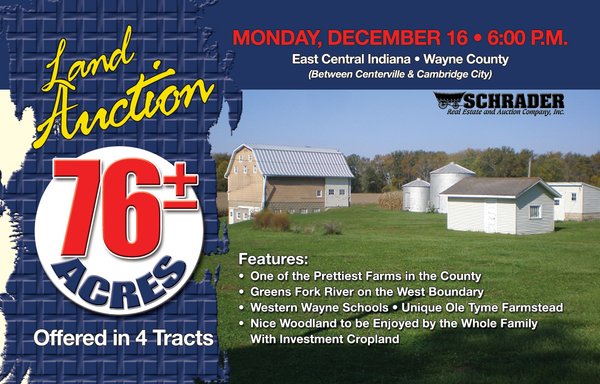 76+/- Acres offered in 4 Tracts LAND AUCTION