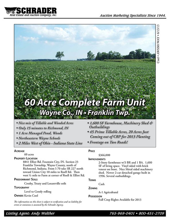 Listing brochure cover - 60 Acre Complete Farm Unit