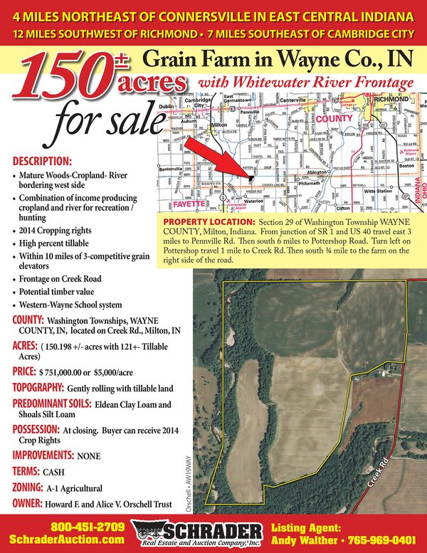Listing brochure cover - Grain Farm with Whitewater River Frontage