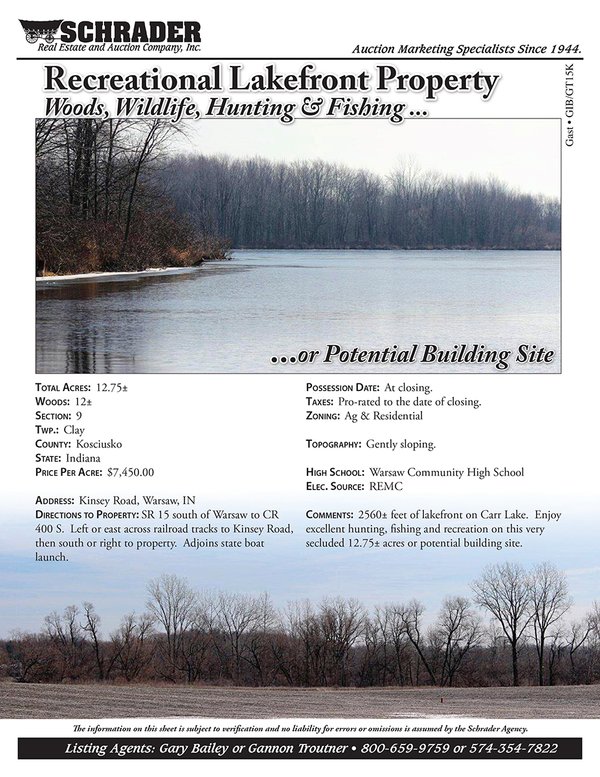 Listing brochure cover - Recreational Lakefront Property
